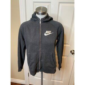 Nike Gray Logo Embroidered Hoodie Sweatshirt, Size Large